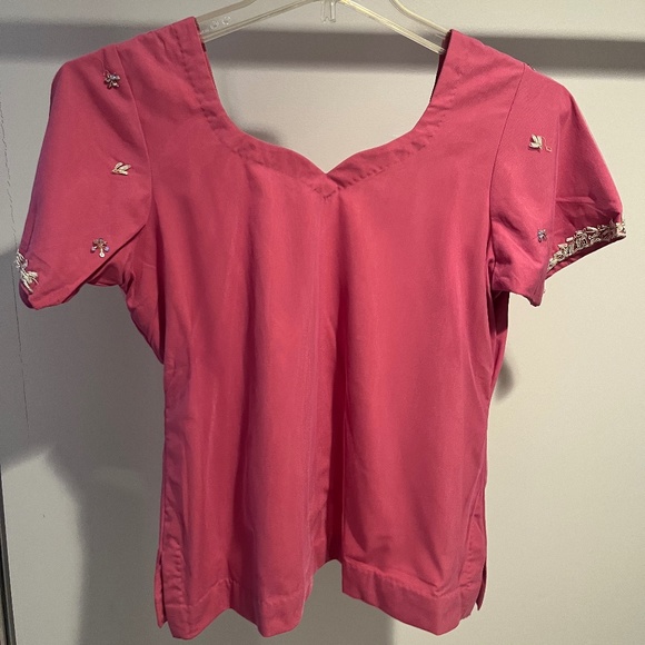 Women’s Indian 3 Piece Pink with Metali Sequin Top & Pants w Matching Wrap-Large - Picture 10 of 15